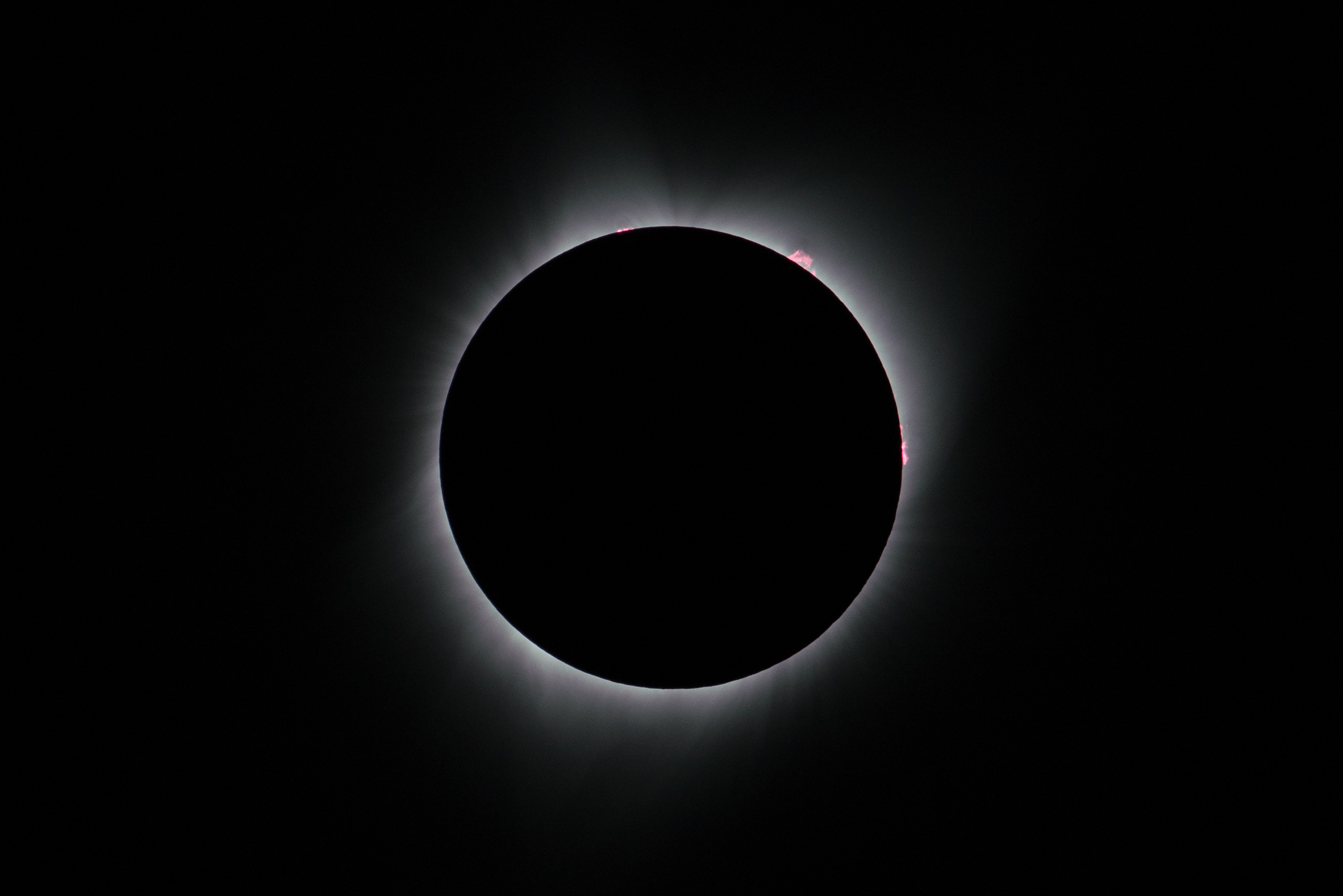 Total solar eclipse at the moment of totality.